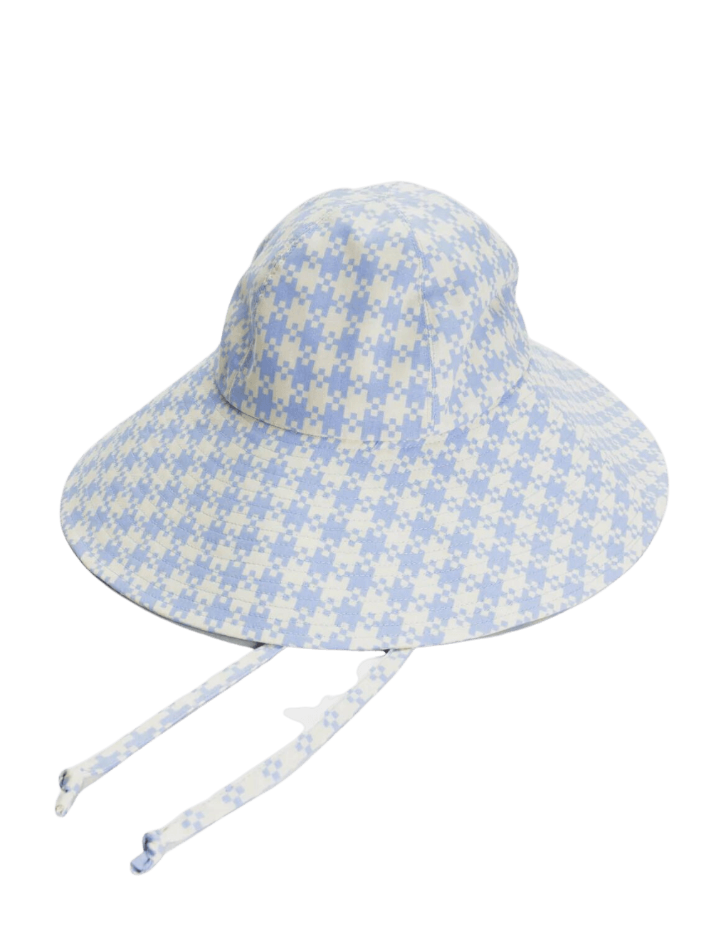 Sombrero Baggu Soft Sun Hat Blue Pixel Gingham - ECRU