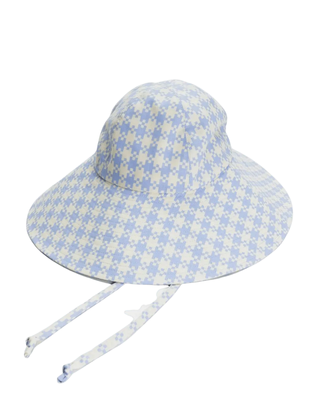 Sombrero Baggu Soft Sun Hat Blue Pixel Gingham - ECRU