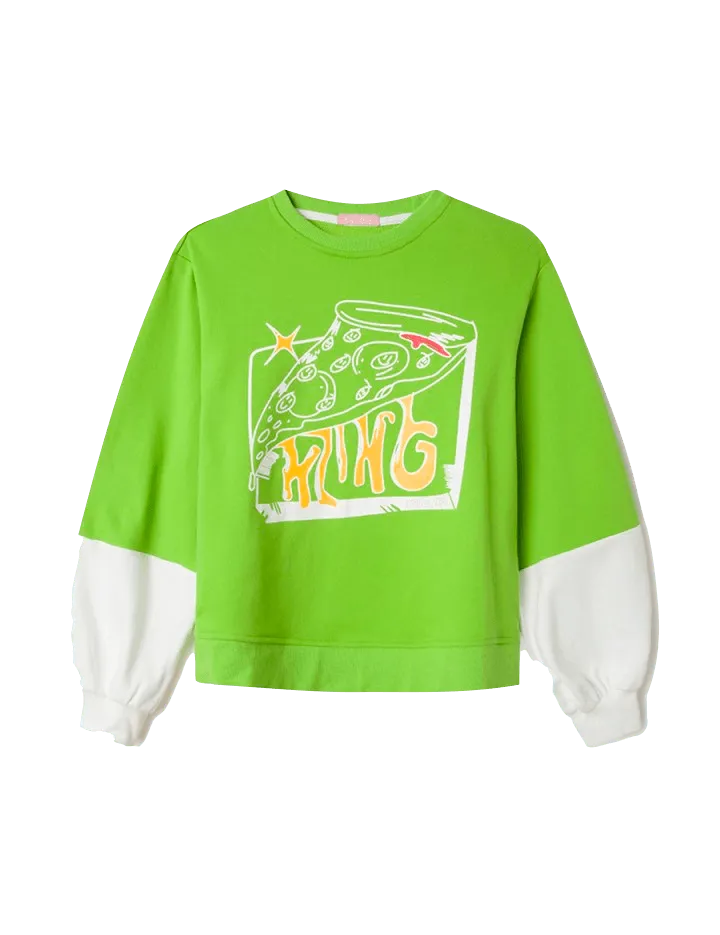 Sudadera abullonada pizza - ECRU