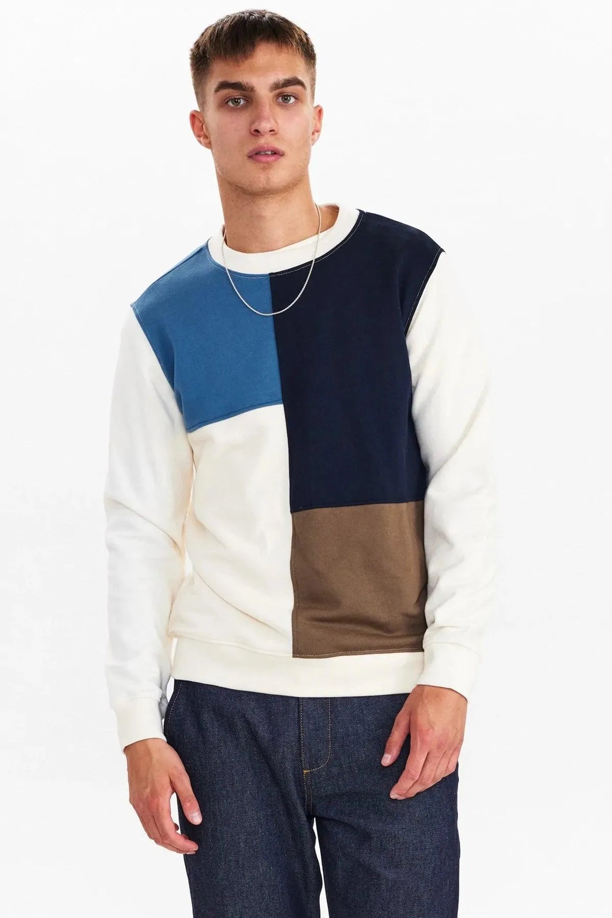 Sudadera Akallen Colorblock Terry Tofu - ECRU