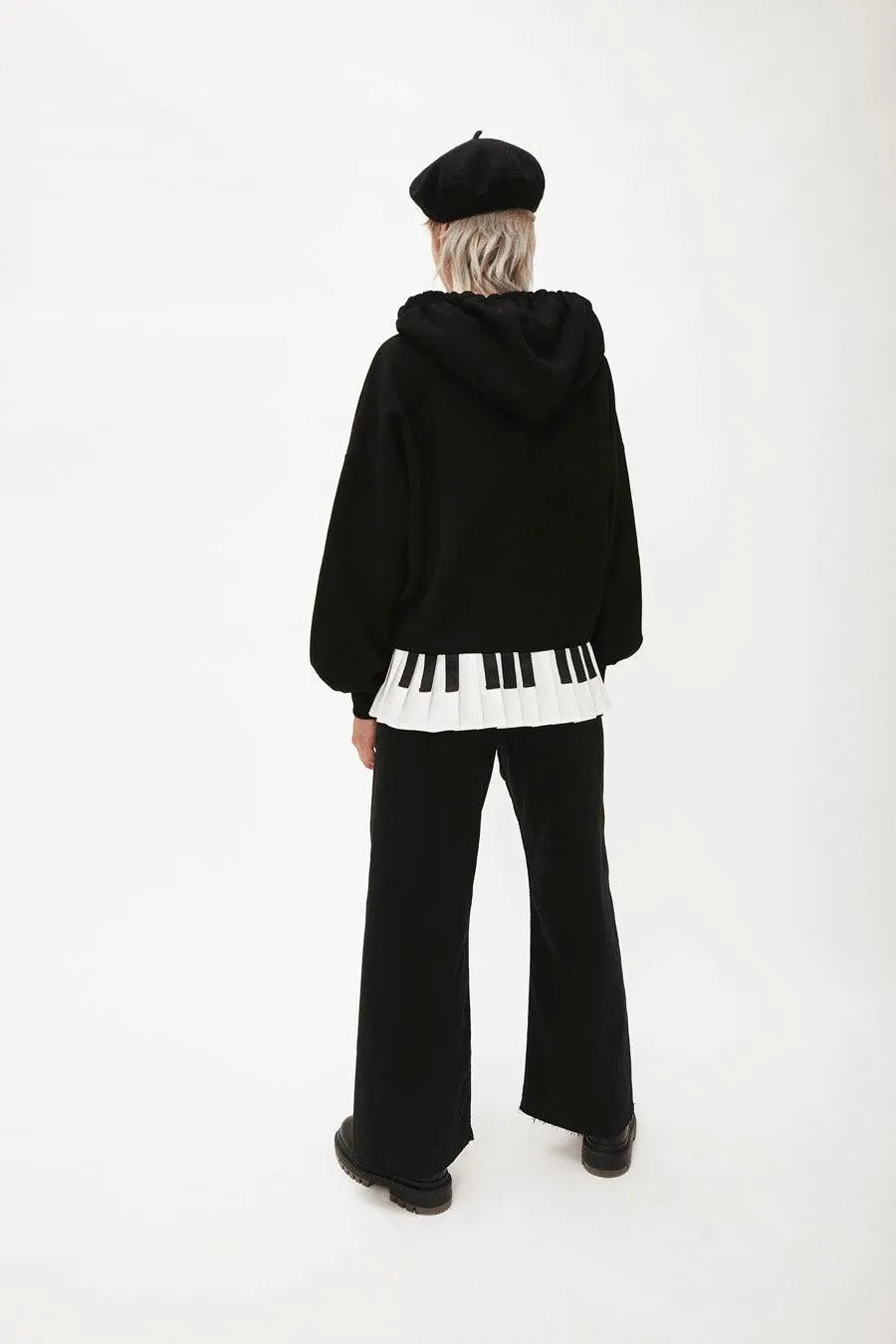 Sudadera capucha piano - ECRU