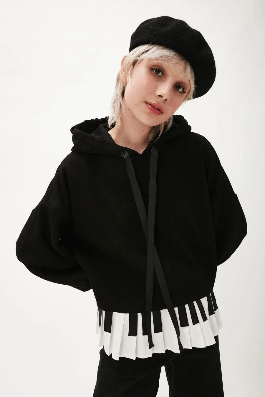 Sudadera capucha piano - ECRU