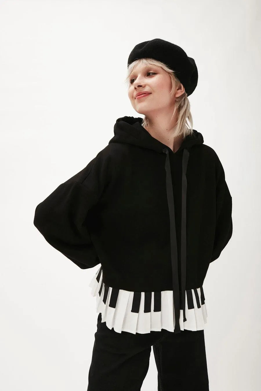 Sudadera capucha piano - ECRU