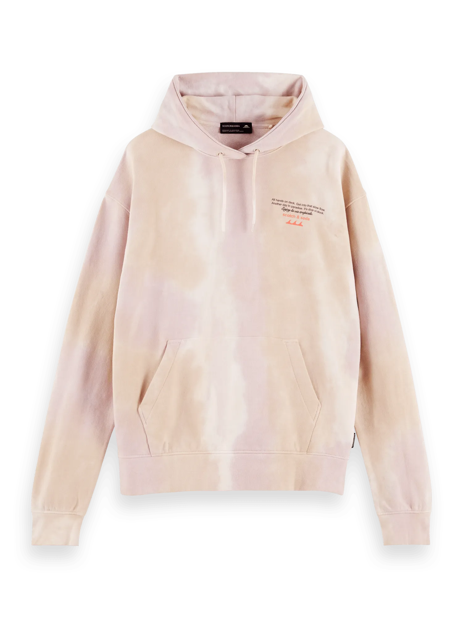 Sudadera con capucha y diseño de felpa teñida en Tie Dye - ECRU