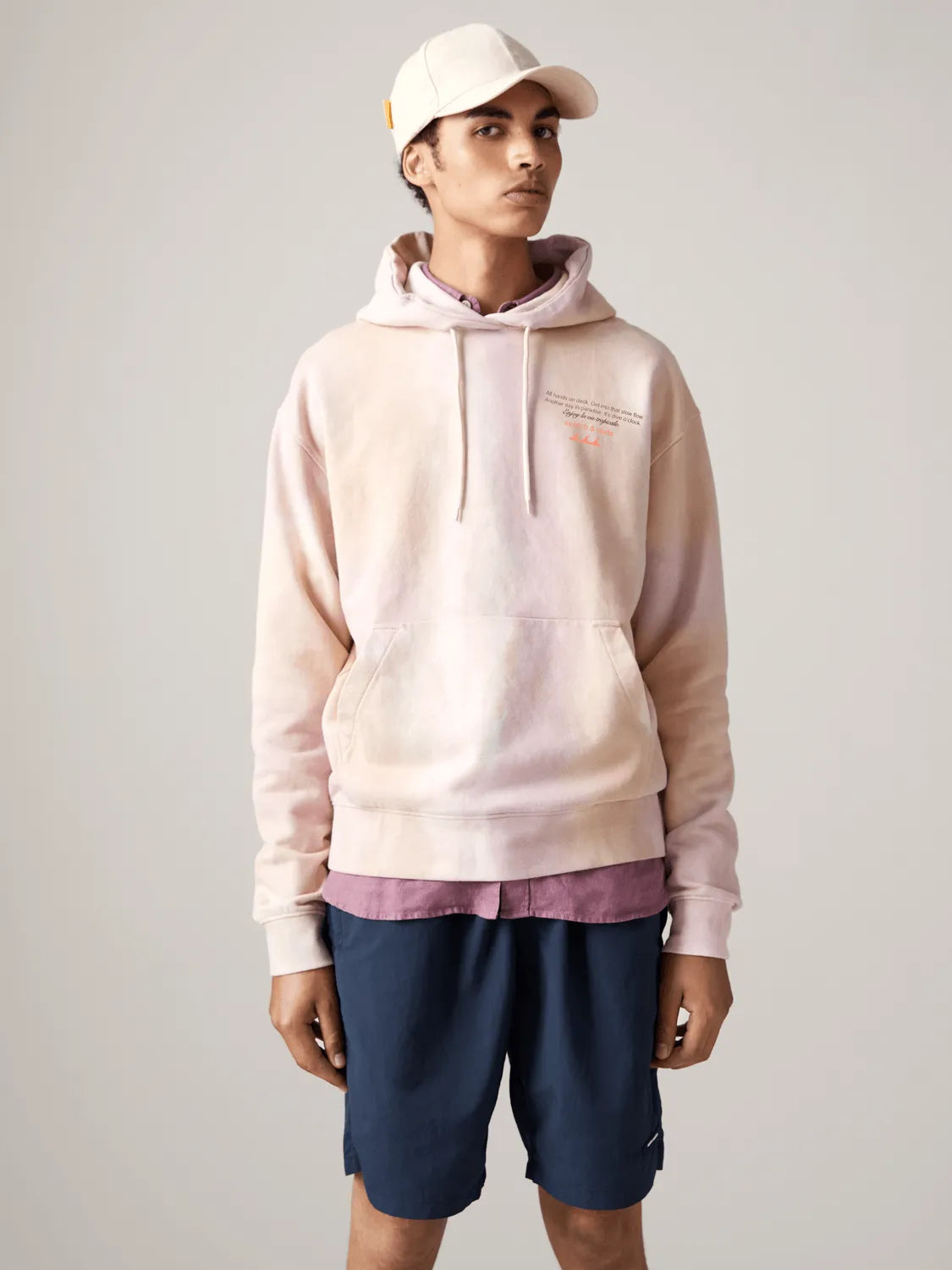 Sudadera con capucha y diseño de felpa teñida en Tie Dye - ECRU