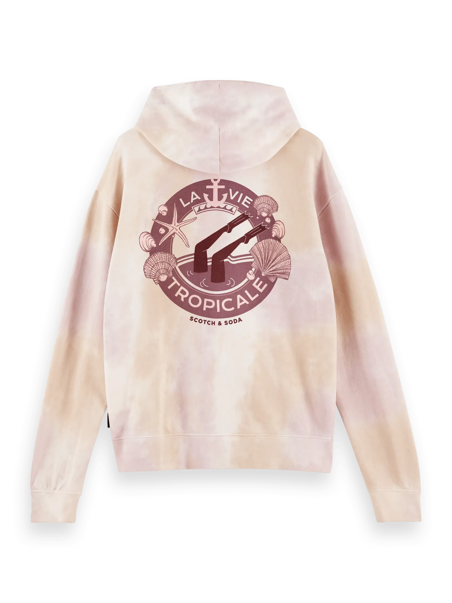 Sudadera con capucha y diseño de felpa teñida en Tie Dye - ECRU