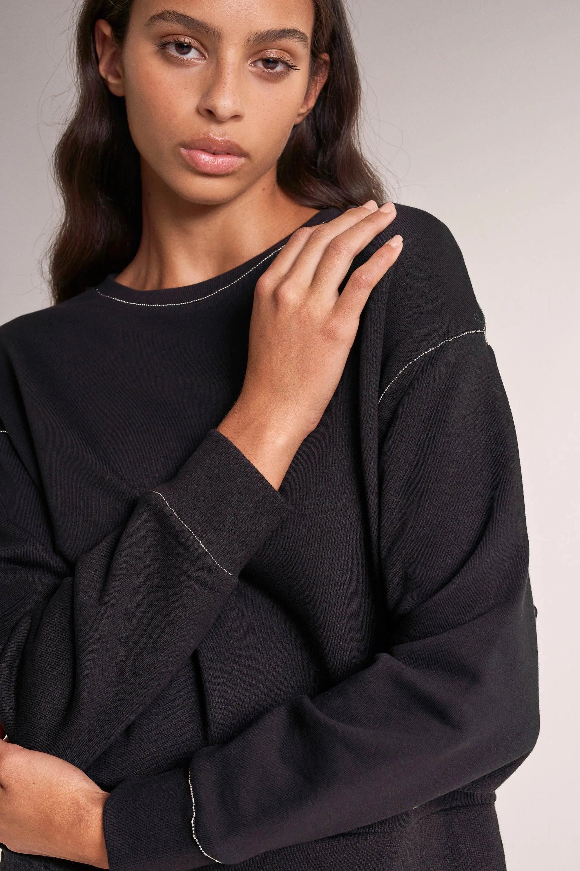 Sudadera con cordón metálico - ECRU