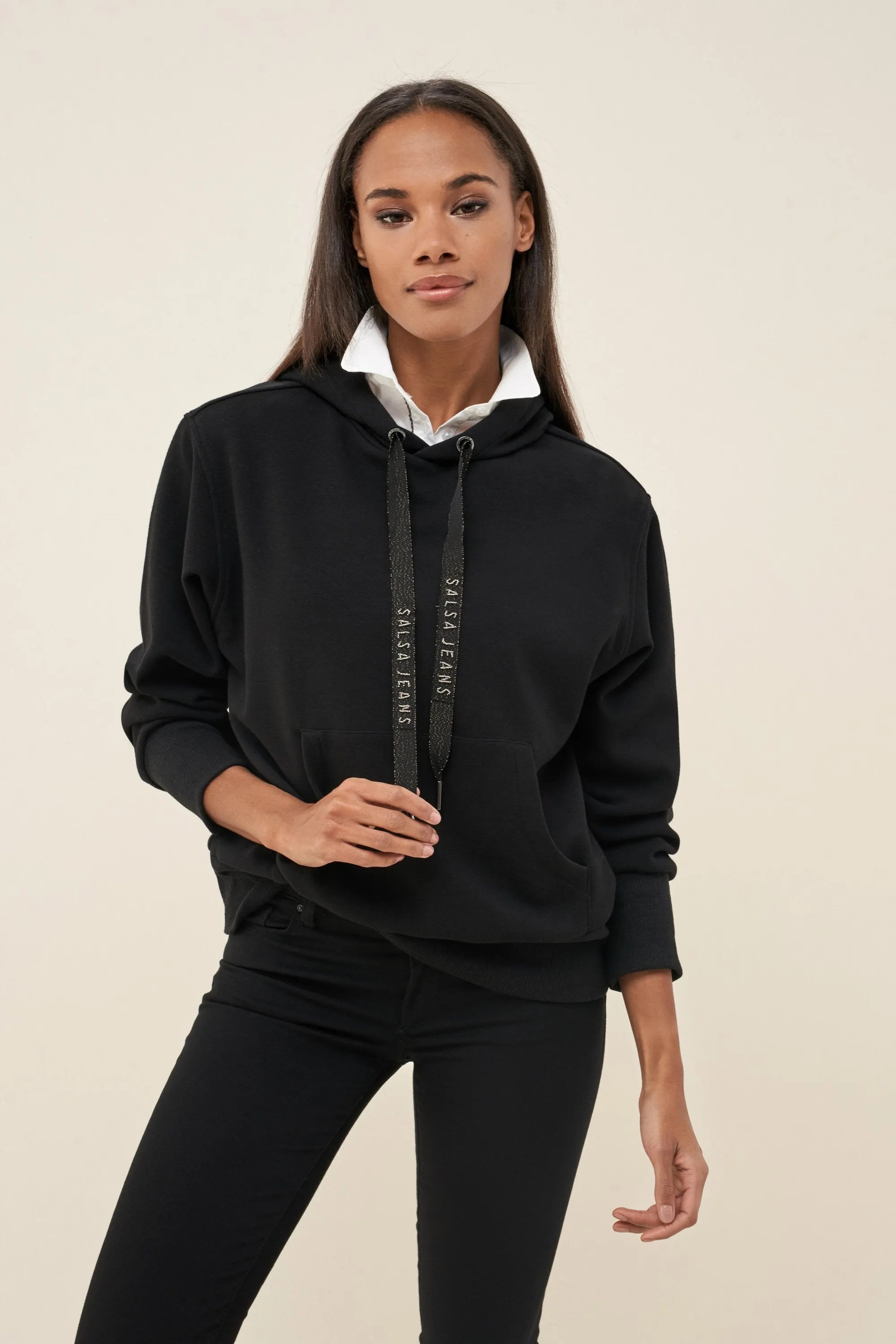 SUDADERA CON TIRAS SALSA - ECRU