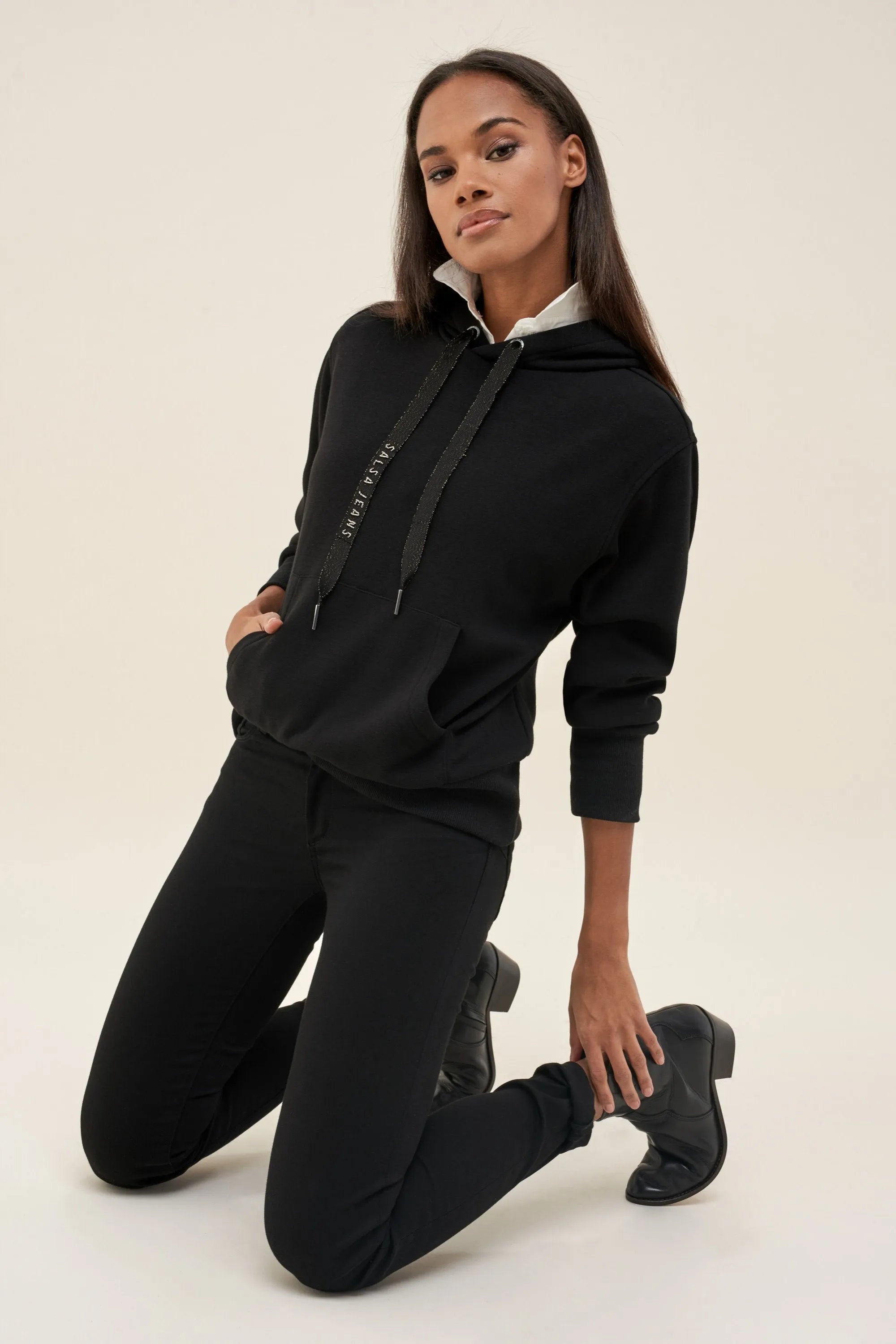 SUDADERA CON TIRAS SALSA - ECRU