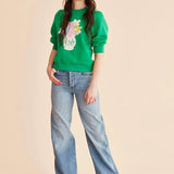 Sudadera corta manga abullonada - ECRU