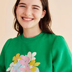 Sudadera corta manga abullonada - ECRU