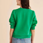 Sudadera corta manga abullonada - ECRU