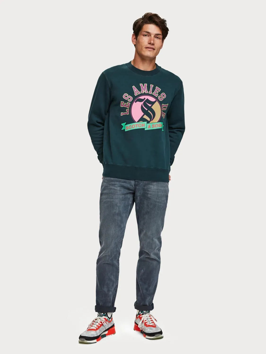 Sudadera de cuello redondo con motivo gráfico - ECRU