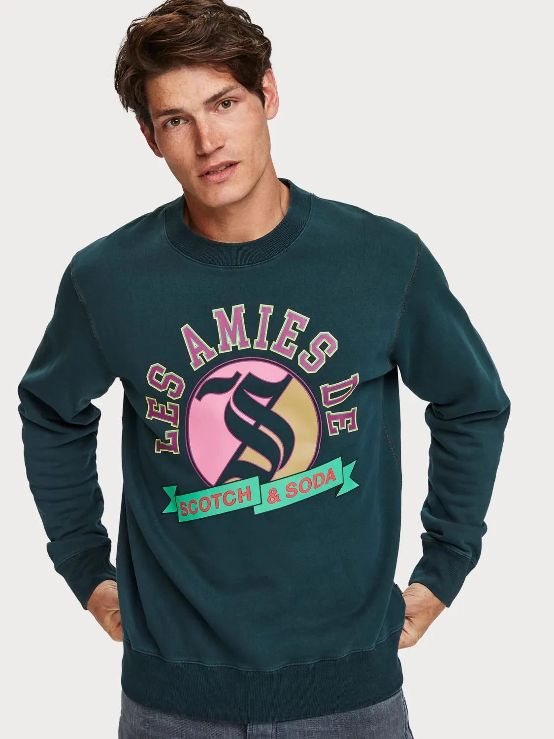 Sudadera de cuello redondo con motivo gráfico - ECRU