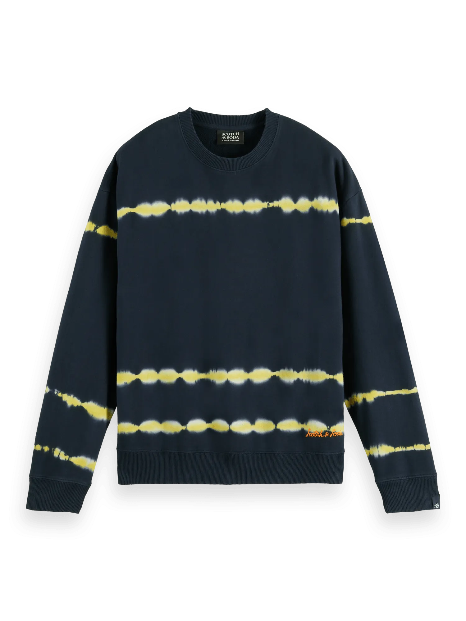 Sudadera de cuello redondo de felpa con teñido anudado - ECRU