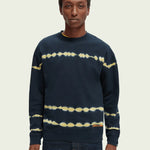 Sudadera de cuello redondo de felpa con teñido anudado - ECRU