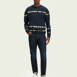 Sudadera de cuello redondo de felpa con teñido anudado - ECRU