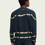 Sudadera de cuello redondo de felpa con teñido anudado - ECRU