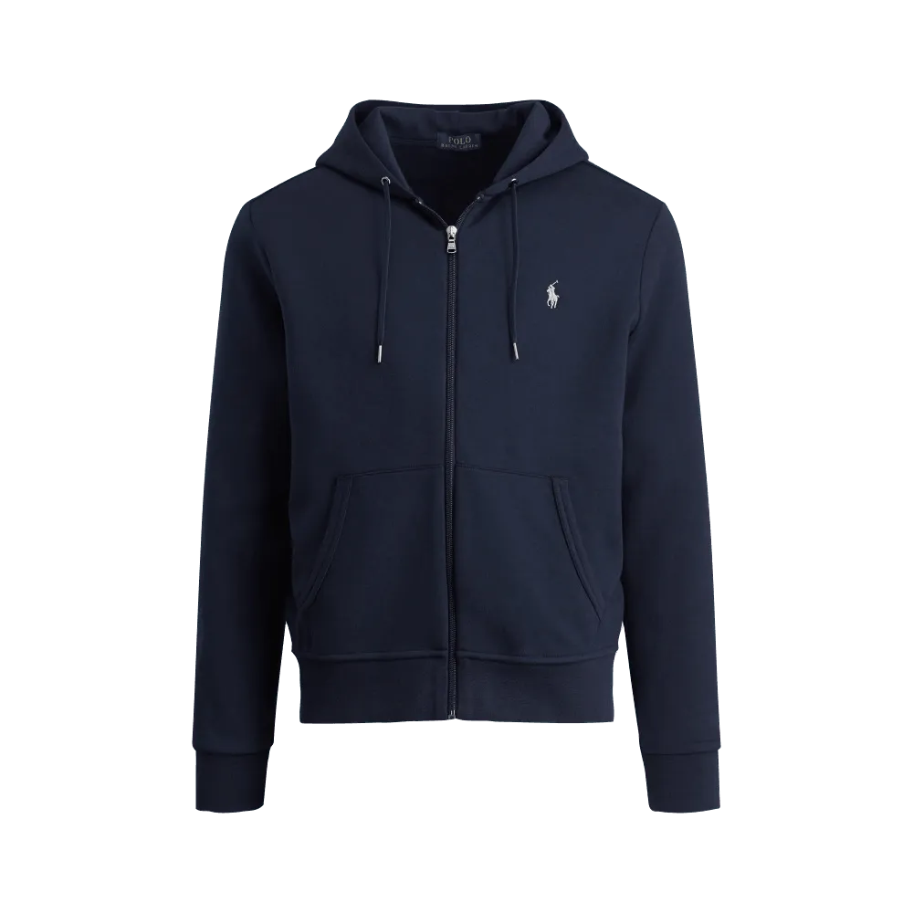 Sudadera de punto doble con cremallera completa y capucha - ECRU