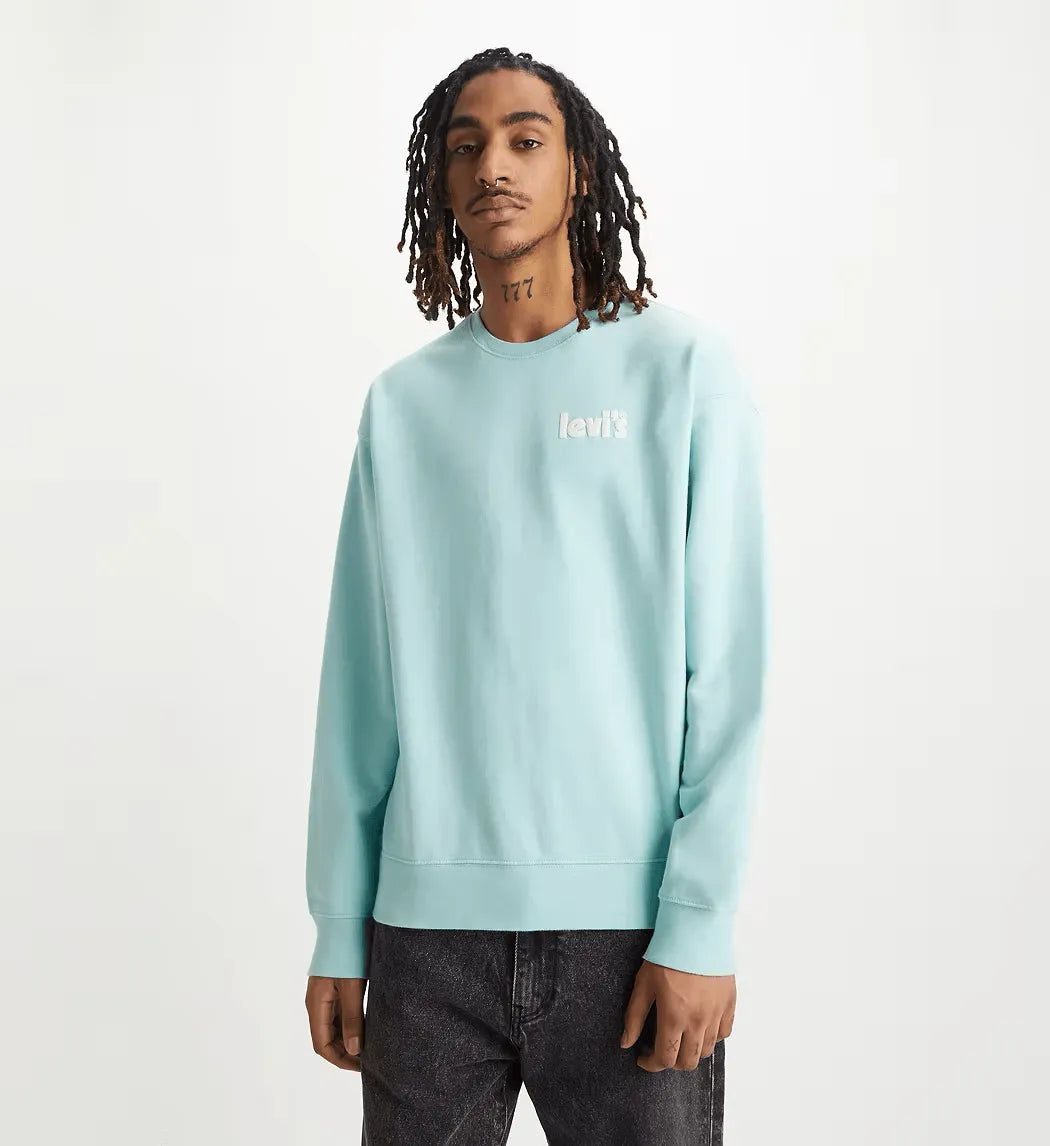 Sudadera Levi's® de Hombre Holgada De Cuello Redondo Pastel Turquoise Azul - ECRU