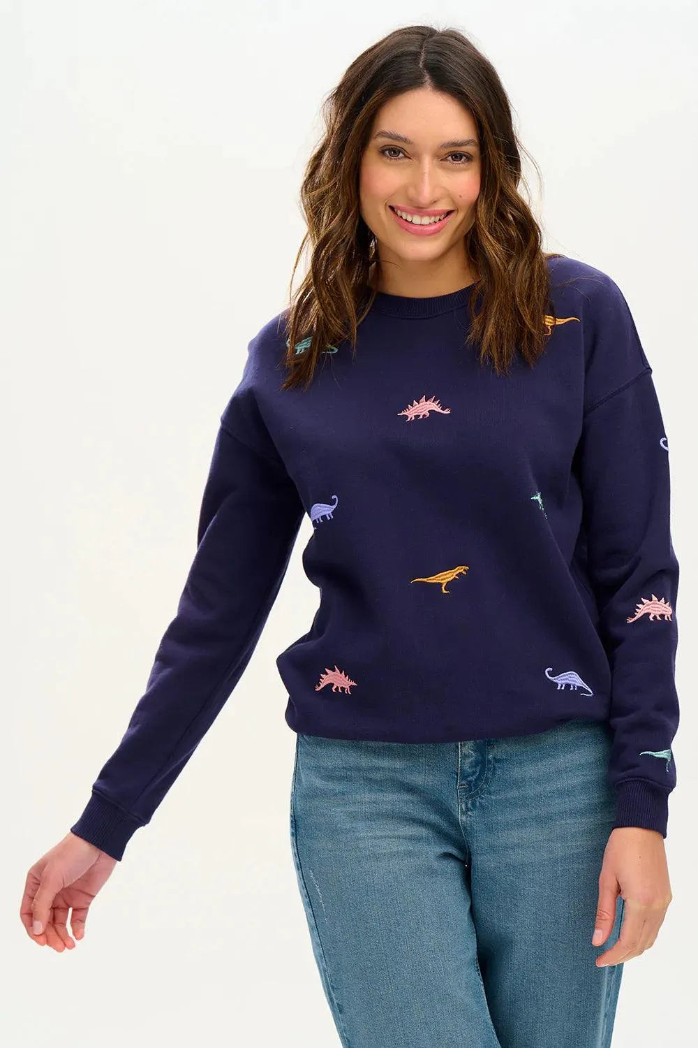 Sudadera Noah Navy Dinosaur Embroidery - ECRU