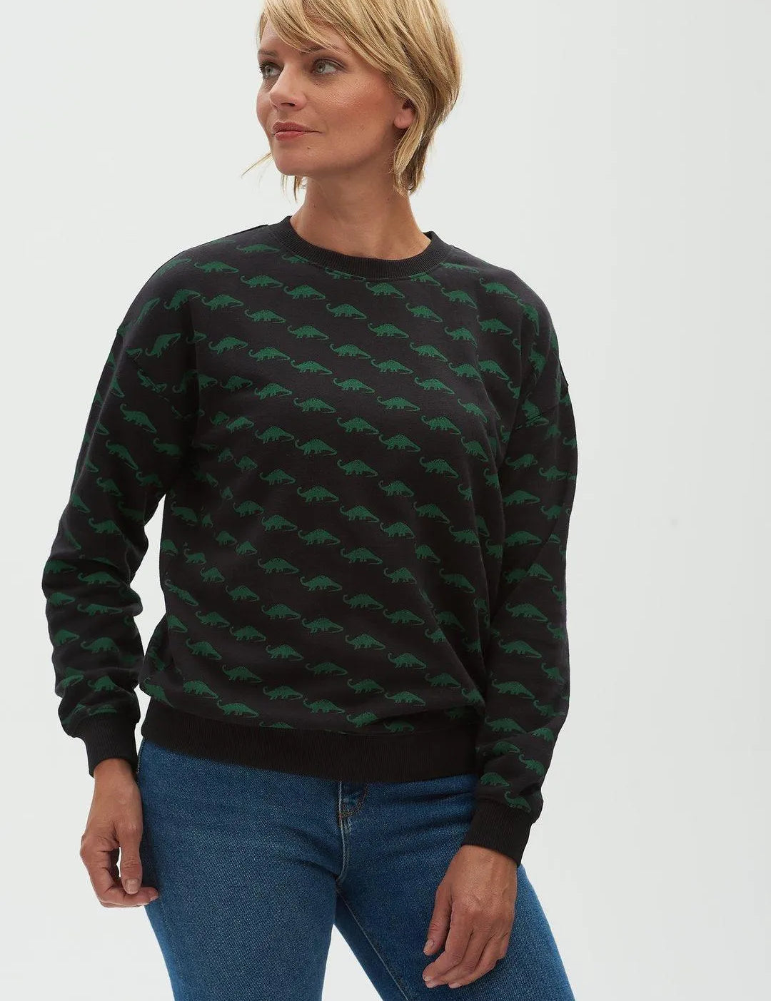 Sudadera Noah Negra Mini Dinosaurio - ECRU