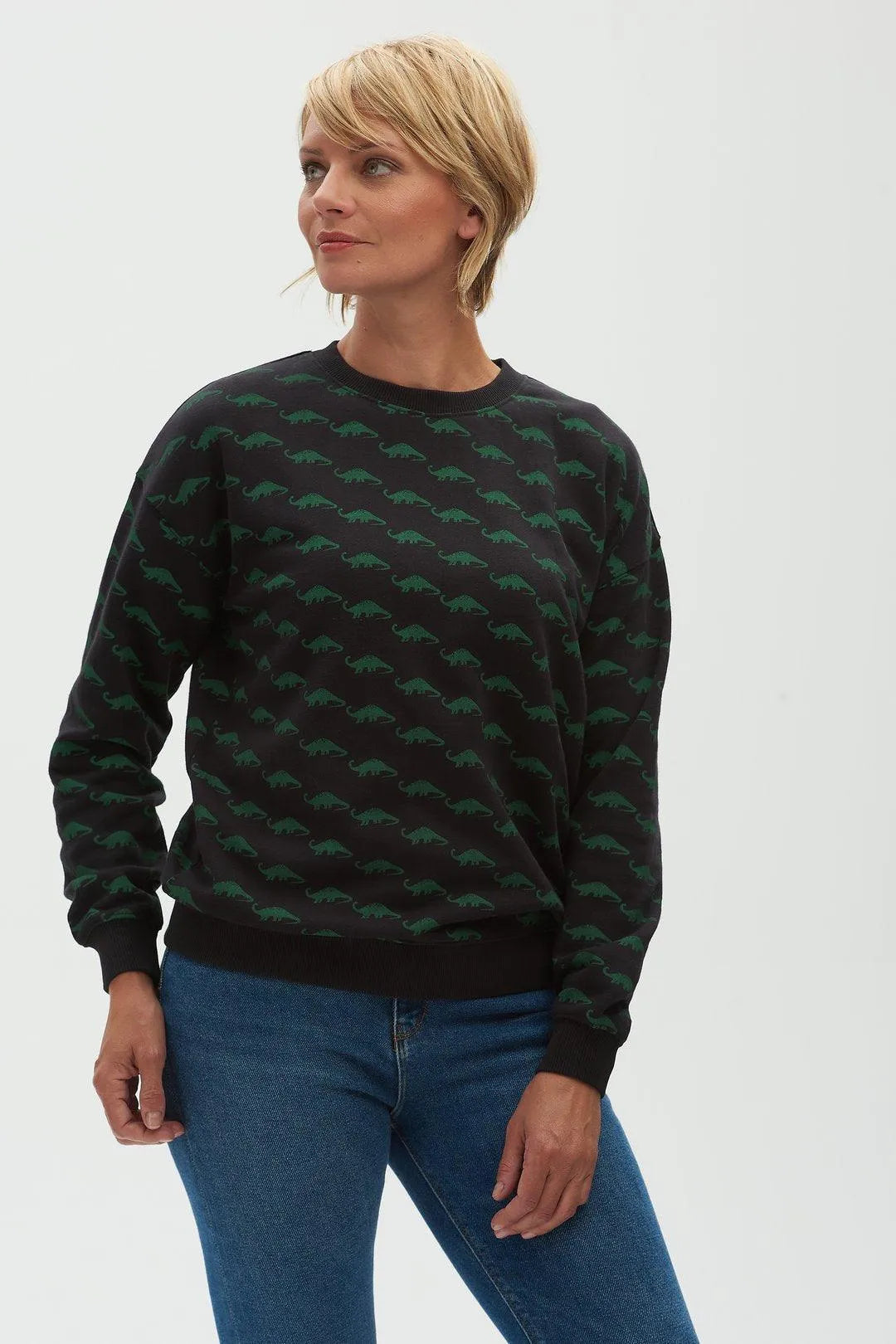 Sudadera Noah Negra Mini Dinosaurio - ECRU