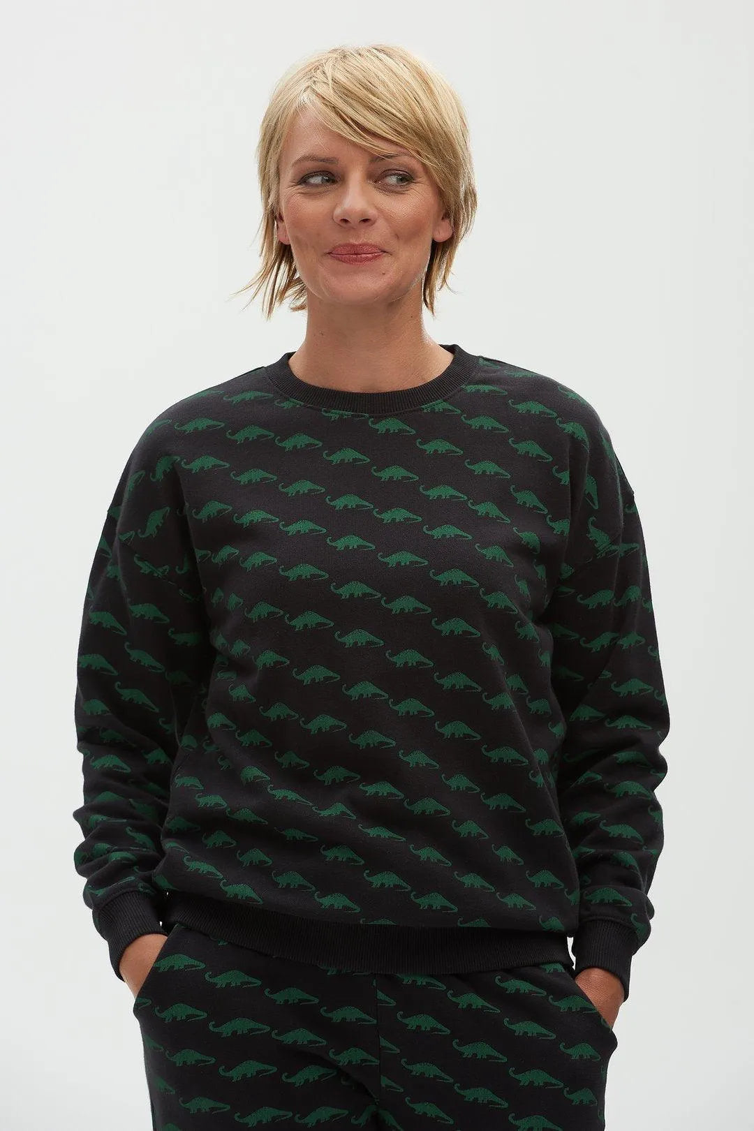 Sudadera Noah Negra Mini Dinosaurio - ECRU