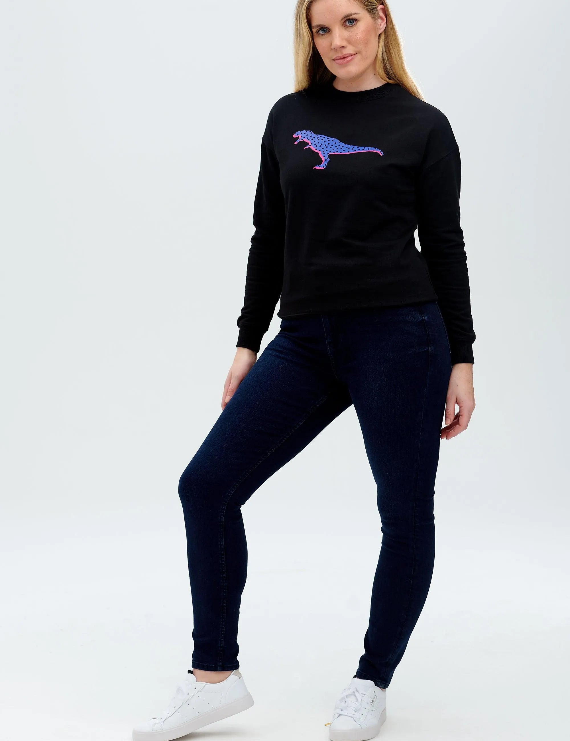 Sudadera Noah Negro Polka Dinosaurio - ECRU