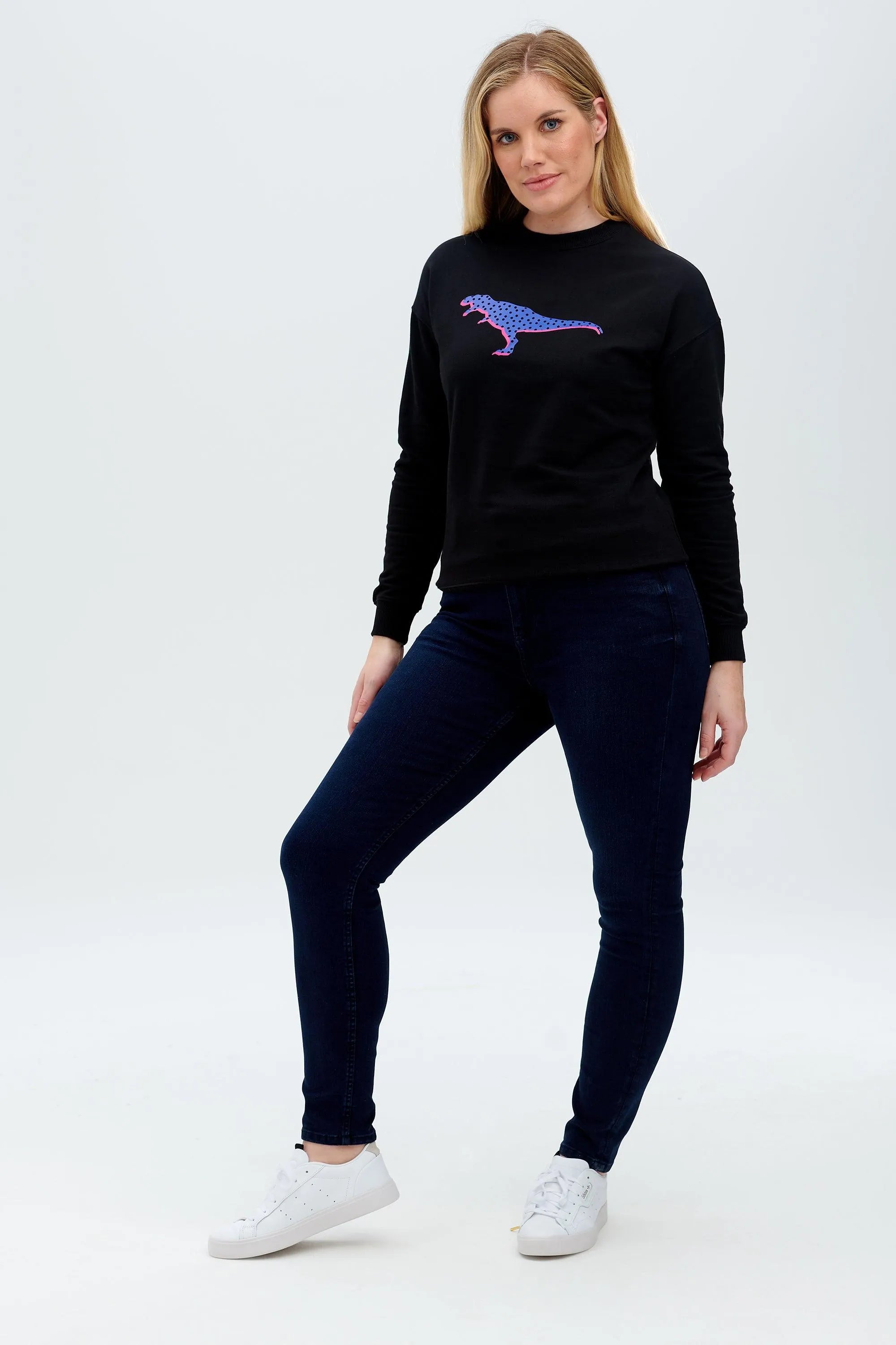 Sudadera Noah Negro Polka Dinosaurio - ECRU