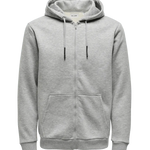 Sudadera Only&Sons con Capucha Unicolor Ceres Zip - ECRU