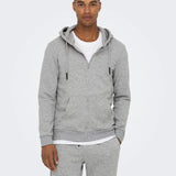 Sudadera Only&Sons con Capucha Unicolor Ceres Zip - ECRU