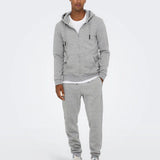 Sudadera Only&Sons con Capucha Unicolor Ceres Zip - ECRU