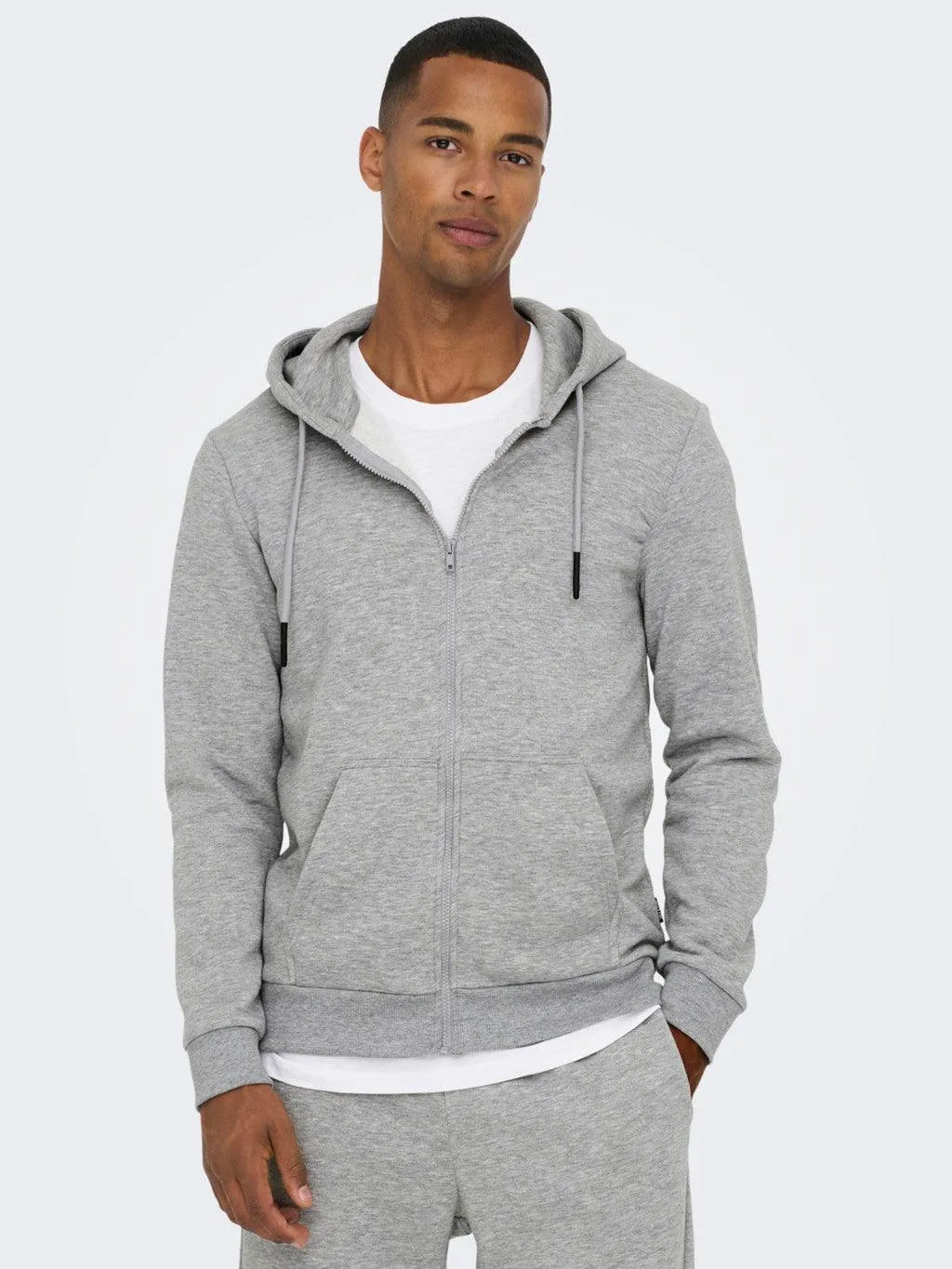 Sudadera Only&Sons con Capucha Unicolor Ceres Zip - ECRU