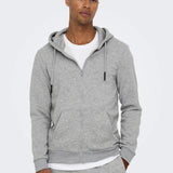 Sudadera Only&Sons con Capucha Unicolor Ceres Zip - ECRU