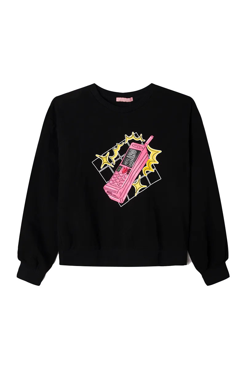 Sudadera oversize teléfono - ECRU