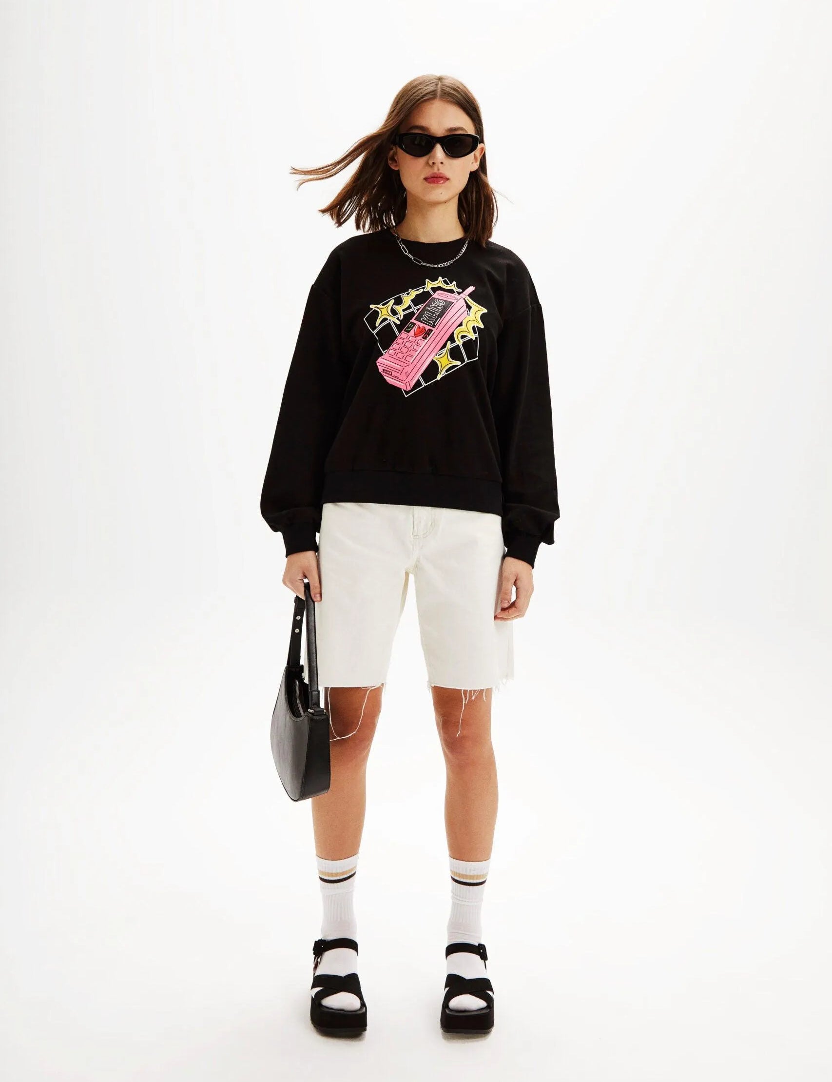 Sudadera oversize teléfono - ECRU