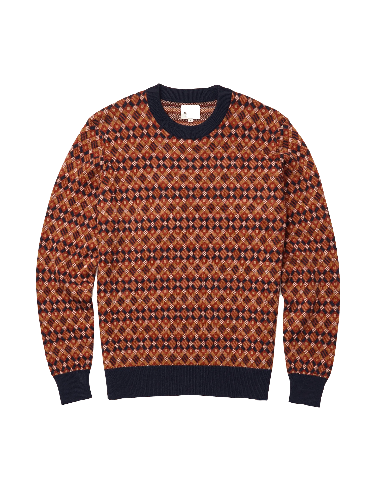 Suéter De Cuello Redondo Estructura Fairisle - Marine - ECRU