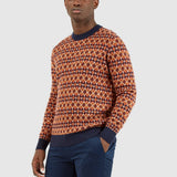 Suéter De Cuello Redondo Estructura Fairisle - Marine - ECRU