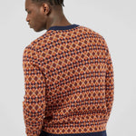 Suéter De Cuello Redondo Estructura Fairisle - Marine - ECRU