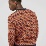 Suéter De Cuello Redondo Estructura Fairisle - Marine - ECRU