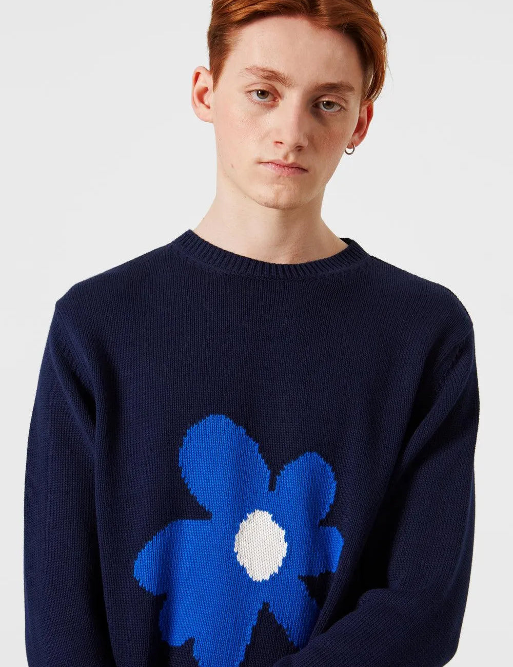 Suéter Flower Plain Navy - ECRU
