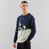 Suéter Mora Double Scarf Navy - ECRU