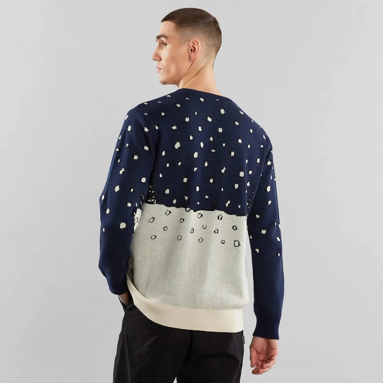 Suéter Mora Double Scarf Navy - ECRU