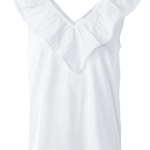 Top con escote de pico con volante en bordado inglés - ECRU