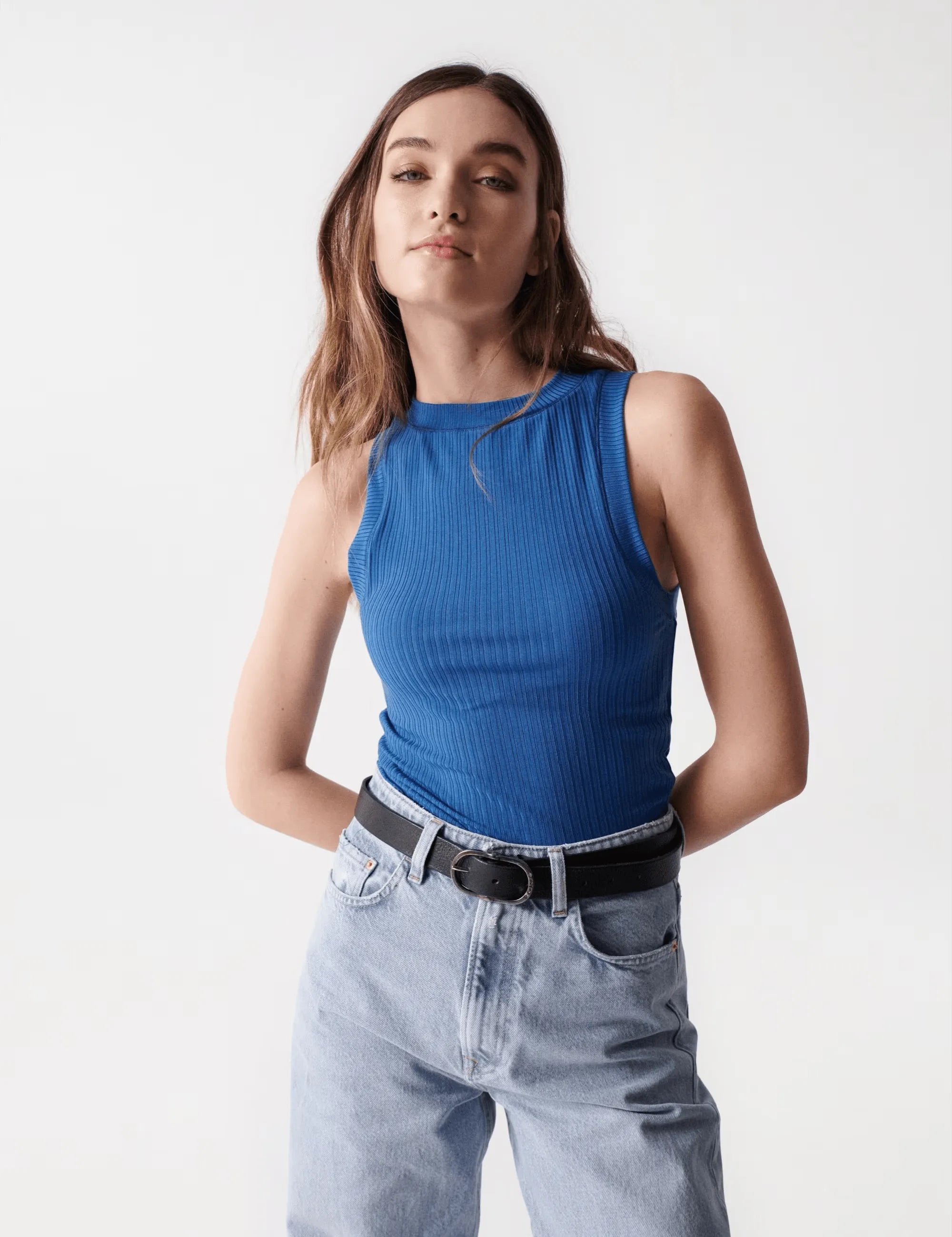 Top de Punto Salsa Jeans de Mujer con Cuello Halter - ECRU
