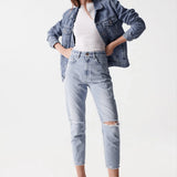 Top de Punto Salsa Jeans de Mujer con Cuello Halter - ECRU