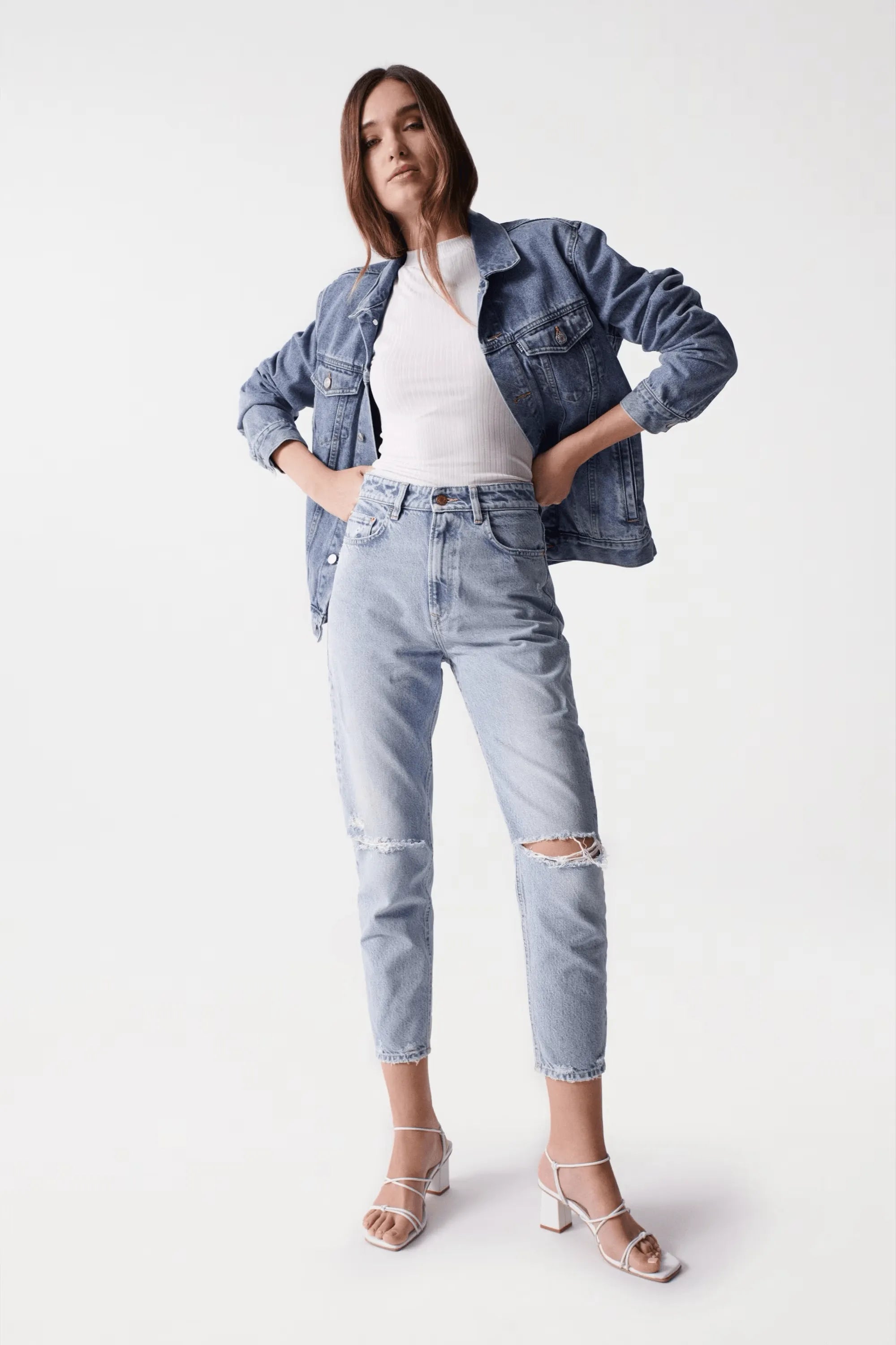 Top de Punto Salsa Jeans de Mujer con Cuello Halter - ECRU