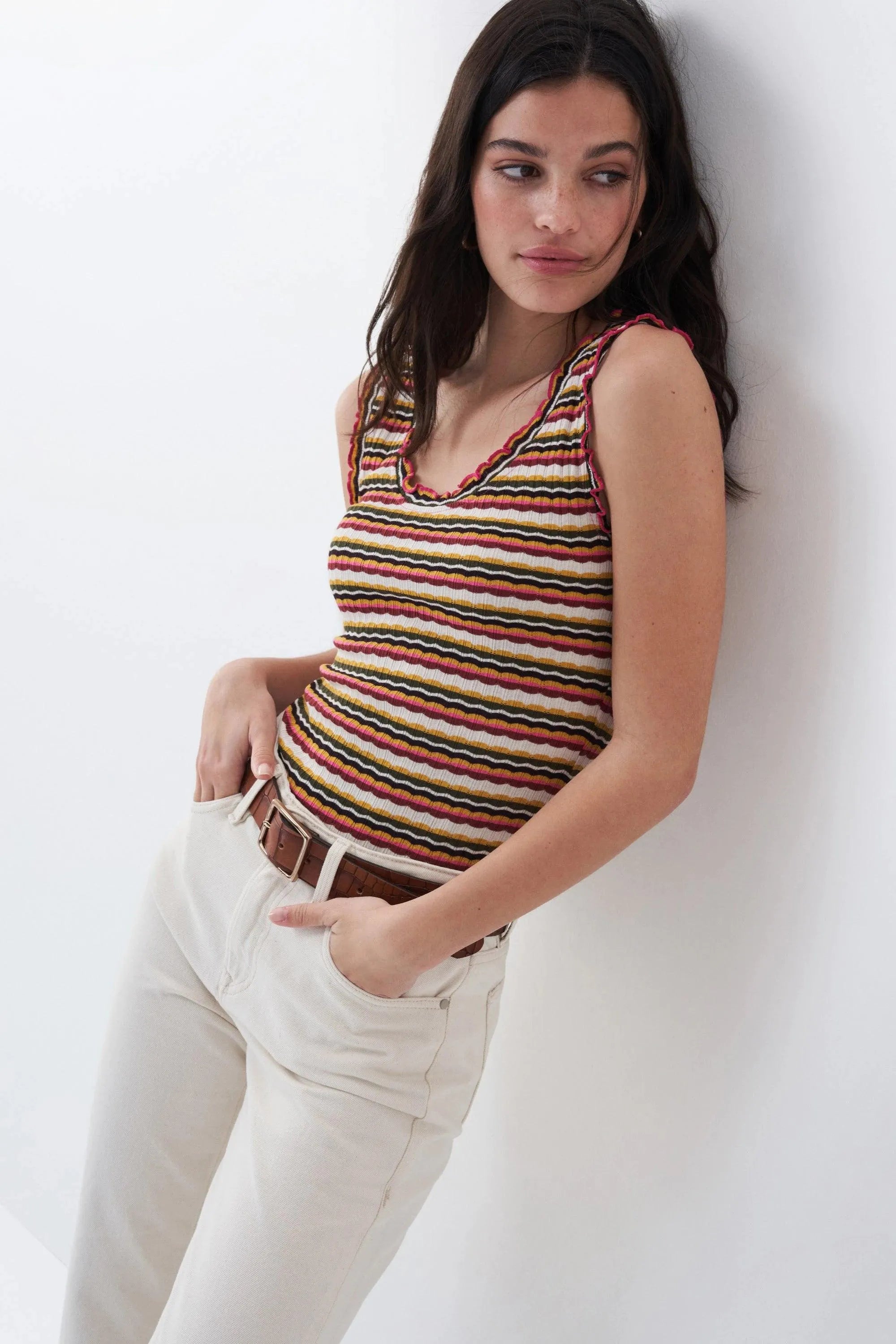 Top de rayas multicolor - ECRU