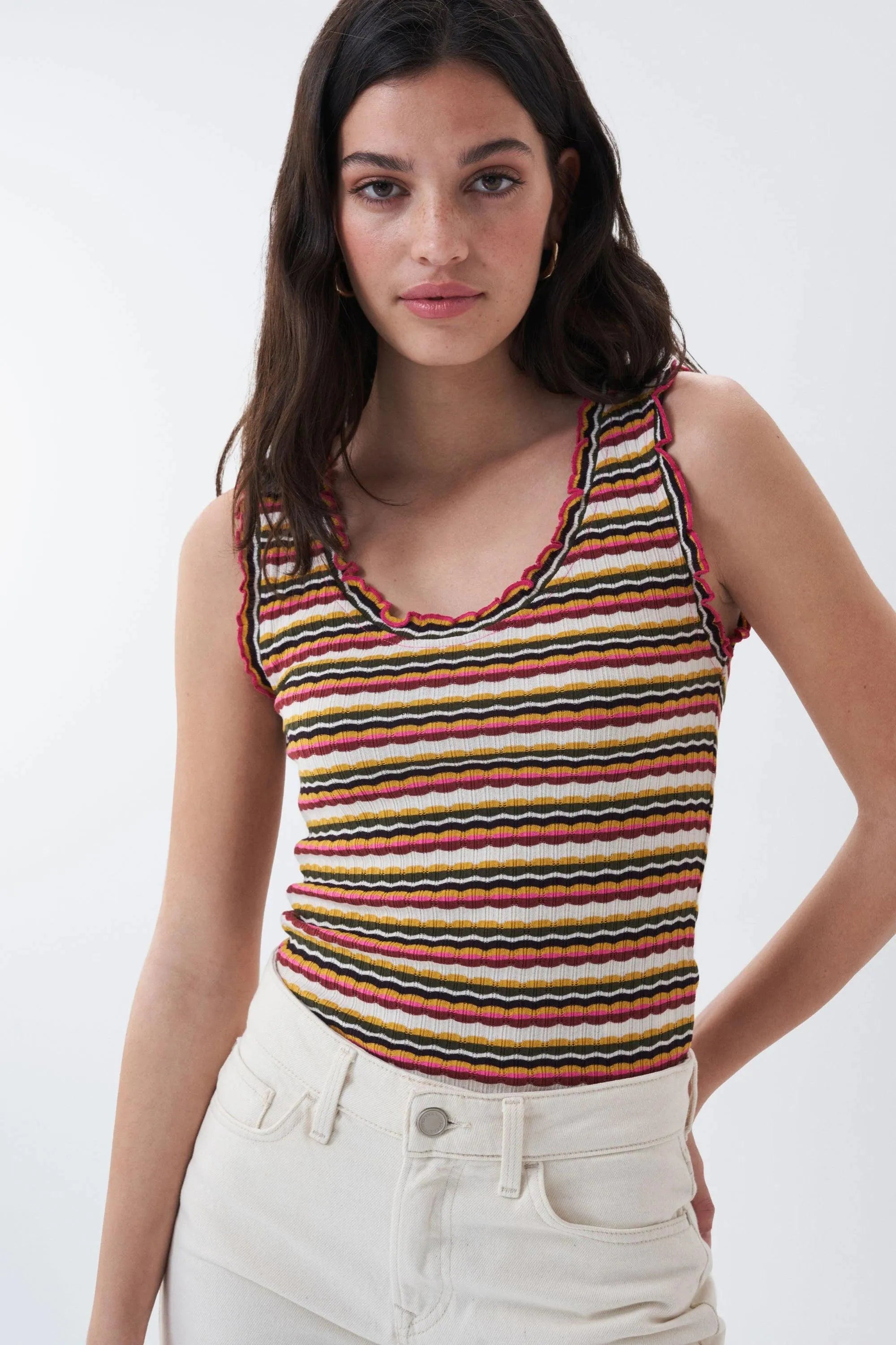 Top de rayas multicolor - ECRU